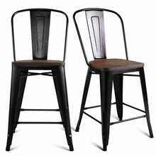 Load image into Gallery viewer, Copper Set of 2 Metal Wood Counter Chairs