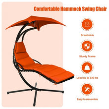 Load image into Gallery viewer, Hanging Stand Chaise Lounger Swing Chair w/ Pillow-Orange