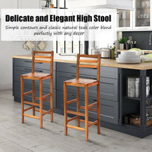 Load image into Gallery viewer, Set of 2 Ladder Back 28.5" Acacia Wood Patio Bar Stool