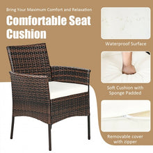 Load image into Gallery viewer, 2 Pieces Rattan Arm Dining Chair Cushioned Sofa Furniture Patio