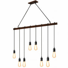 Load image into Gallery viewer, 8-light Industrial Pendant Light Wood Hanging Chandelier Fixture