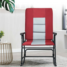 Load image into Gallery viewer, Foldable Rocking Padded Portable Camping Chair with Backrest and Armrest -Red