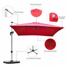 Load image into Gallery viewer, 10 ft Tilt Aluminum Square Patio Offset Cantilever Umbrella without Weight Base