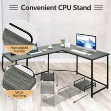 Load image into Gallery viewer, Reversible L-Shaped Computer Study Table with Shelves-Gray