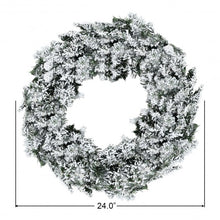 Load image into Gallery viewer, 24" Artificial Snow Flocked Christmas Pine Wreath with LED Lights