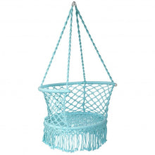 Load image into Gallery viewer, Hanging Hammock Chair Macrame Swing Hand Woven Cotton Backrest-Turquoise