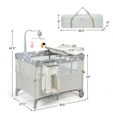 Load image into Gallery viewer, 5-in-1 Portable Baby Beside Sleeper Bassinet Crib Playard with Diaper Changer