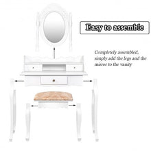 Load image into Gallery viewer, White Vanity Makeup Dressing Table with Rotating Mirror + 3 Drawers