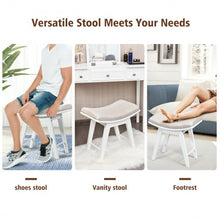 Load image into Gallery viewer, Modern Dressing Makeup Stool with Concave Seat Rubberwood Legs-White