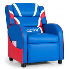 Load image into Gallery viewer, Kids Leather Recliner Chair with Side Pockets-Blue