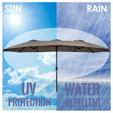 Load image into Gallery viewer, 15' Twin Patio Umbrella Double-Sided Outdoor Market Umbrella without Base -Tan