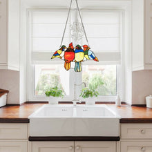 Load image into Gallery viewer, 14.5" Tiffany Glass Birds Window Panel Hangings with Chain