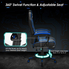 Load image into Gallery viewer, Computer Massage Gaming Recliner Chair with Footrest-Blue