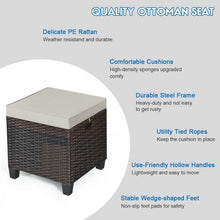 Load image into Gallery viewer, 2 Pcs Patio Rattan Ottoman Cushioned Seat Foot Rest