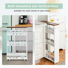 Load image into Gallery viewer, 4 Tier Rolling Slim Storage Kitchen Organizer Cart with Handle-White