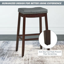 Load image into Gallery viewer, 29�Set of 2 Nailhead Saddle Bar Stools -Coffee