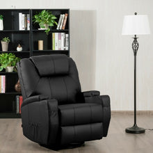 Load image into Gallery viewer, 8 Heated Swivel Point Massage Recliner Chair-Black