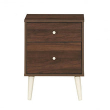 Load image into Gallery viewer, 2-Drawer Nightstand Beside End Side Table with Rubber Legs-Walnut