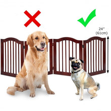 Load image into Gallery viewer, 4 Panels Folding Freestanding Wood Pet Dog Safety Gate-24"