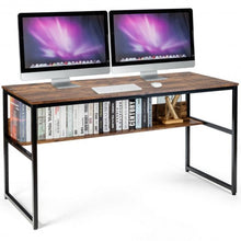 Load image into Gallery viewer, 55" Computer Desk Writing Table Workstation Home Office w/ Bookshelf-RB