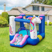 Load image into Gallery viewer, Inflatable Slide Bouncer with Basketball Hoop for Kids Without Blower