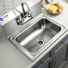 Load image into Gallery viewer, Stainless Steel Sink NSF Wall Mount Hand Washing Sink w/ Faucet and Back Splash