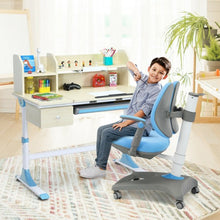 Load image into Gallery viewer, Kids Adjustable Height Depth Study Desk Chair with Sit-Brake Casters-Blue