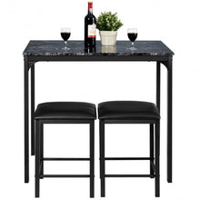 Load image into Gallery viewer, 3 Piece Counter Height Dining Set Faux Marble Table-Black
