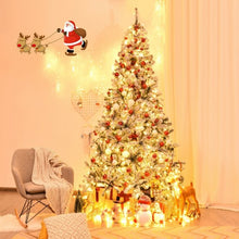 Load image into Gallery viewer, Pre-Lit Premium Snow Flocked Hinged Artificial Christmas Tree-9'