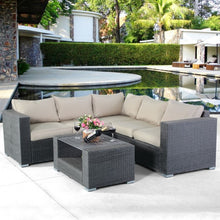 Load image into Gallery viewer, 4 pcs Patio Rattan Wicker Cushioned Sofa Set