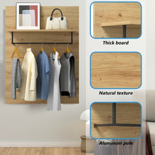 Load image into Gallery viewer, Wall-Mounted Clothes Hanger Rack Shelf with 5 Hooks and Hanging Rod