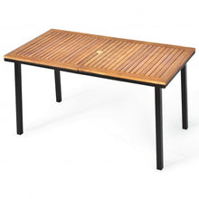 Load image into Gallery viewer, 55" Patio Rattan Dining Table with Umbrella Hole