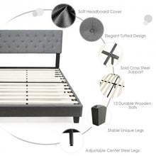 Load image into Gallery viewer, Queen Size Upholstered Panel Bed With Linen Panel