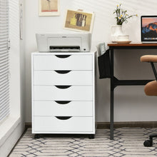 Load image into Gallery viewer, 5 Drawer Dresser Storage Cupboard Chest with Wheels for Home Office