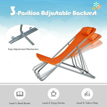 Load image into Gallery viewer, Portable Beach Chair Set of 2 with Headrest -Orange