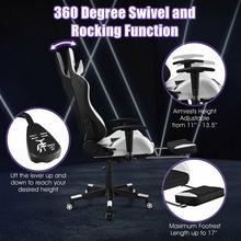 Load image into Gallery viewer, PU Leather Gaming Chair with USB Massage Lumbar Pillow and Footrest-White