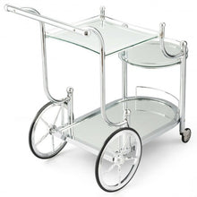 Load image into Gallery viewer, Kitchen Glass Shelves Metal Frame Serving Rolling Cart