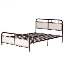 Load image into Gallery viewer, Queen size Metal Bed Frame Platform Bed Upholstered Panel-Chocolate