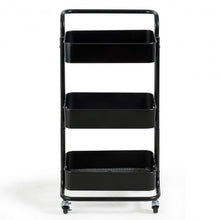 Load image into Gallery viewer, 3-Tier Metal Rolling Storage Cart Trolley 2 Brakes with Handle