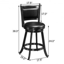 Load image into Gallery viewer, 2 Pieces 24 Inches Swivel Counter Stool Dining Chair Upholstered Seat-Black