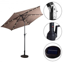 Load image into Gallery viewer, 9FT Patio Solar Umbrella LED Patio Market Steel Tilt W/ Crank Outdoor New-Tan