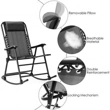 Load image into Gallery viewer, Outdoor Patio Headrest Folding Zero Gravity Rocking Chair-Gray