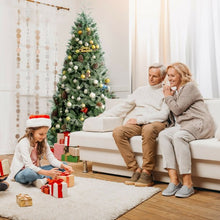 Load image into Gallery viewer, 7 Feet Snow Flocked Artificial Christmas Tree with 1139 Glitter PE and PVC Tips