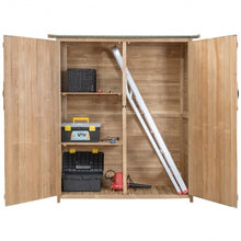 Load image into Gallery viewer, 64" Wooden Storage Shed Outdoor Fir Wood Cabinet