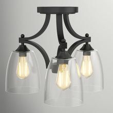Load image into Gallery viewer, 3-Light Semi Flush Mount Ceiling Light with Vintage Clear Glass Pendant