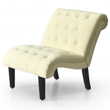 Load image into Gallery viewer, Upholstered Tufted Lounge Chair with Wood Leg-Beige