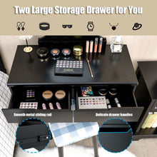 Load image into Gallery viewer, Dressing Table with Large Round Mirror and 8 Light Bulbs for Bedroom-Black