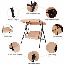 Load image into Gallery viewer, Loveseat Cushioned Patio Steel Frame Swing Glider -Beige