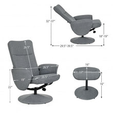 Load image into Gallery viewer, Fabric Massage Swivel Lounge Recliner with Ottoman-Gray
