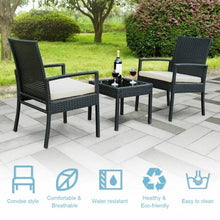 Load image into Gallery viewer, 3 Pcs Outdoor Rattan Patio Conversation Furniture Set
